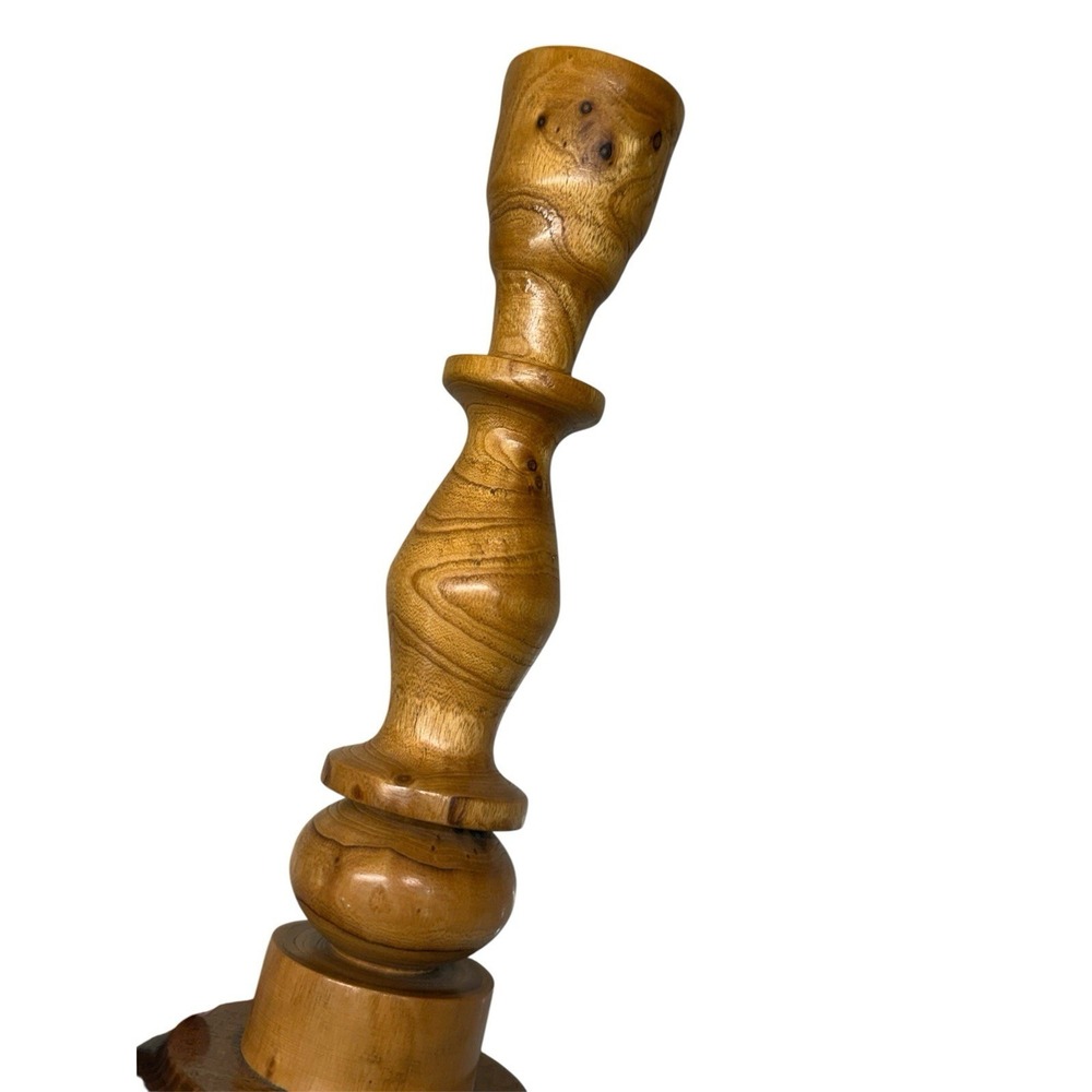 Vintage Hand Turned‎ Wooden Candlestick Taper Holders Hardwood 11.5" Inches (#5)